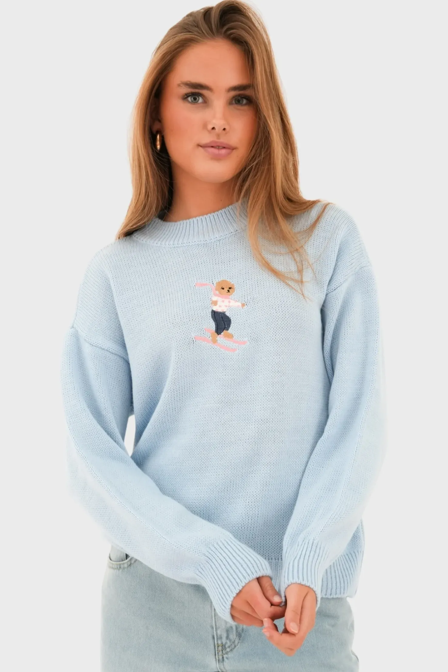"Hit the slopes" sweater light blue