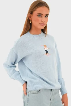 "Hit the slopes" sweater light blue