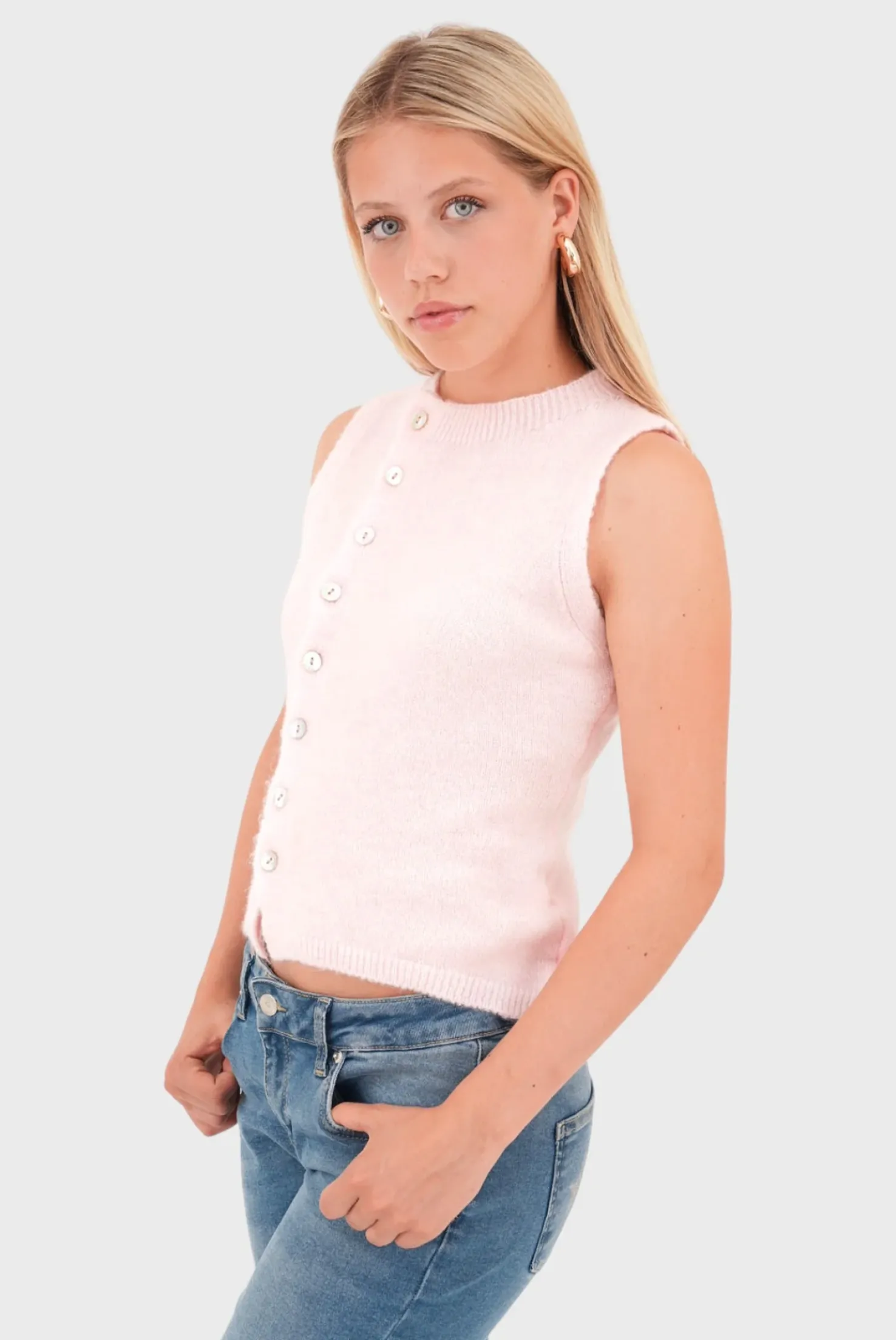 "Knit" gilet light pink