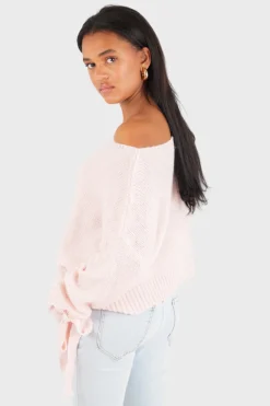"One shoulder" sweater light pink