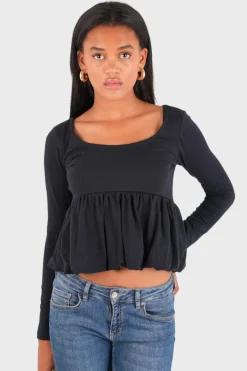 "Peplum" top navy